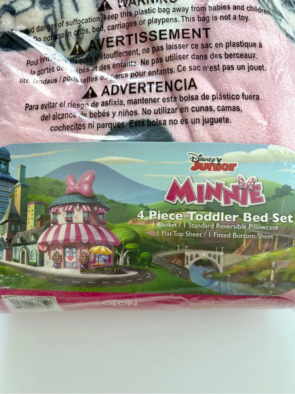 Minnie Mouse Toddler Bedding Set 4 Piece Sheets Blanket Disney Junior NWOT